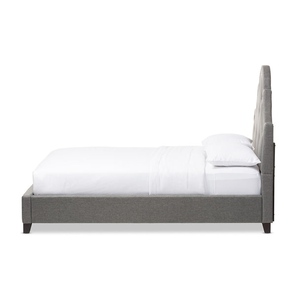 Baxton Studio Colchester Grey Linen Modern Platform Bed Queen