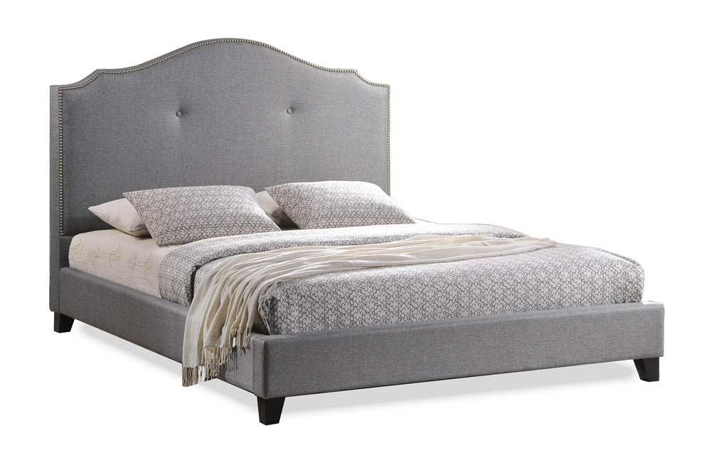 Baxton Studio Marsha Scalloped Gray Linen Modern Bed with