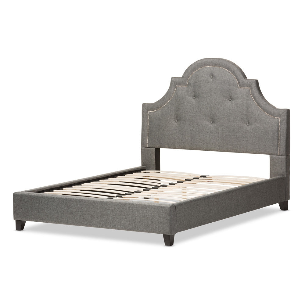 Baxton Studio Colchester Grey Linen Modern Platform Bed Queen