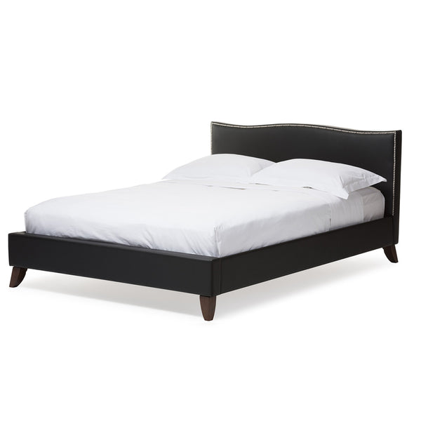 Baxton Studio Battersby Black Modern Bed with Upholstered