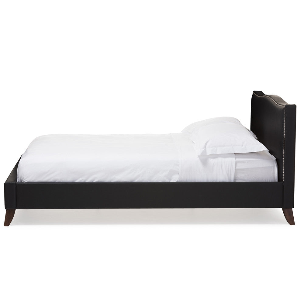 Baxton Studio Battersby Black Modern Bed with Upholstered