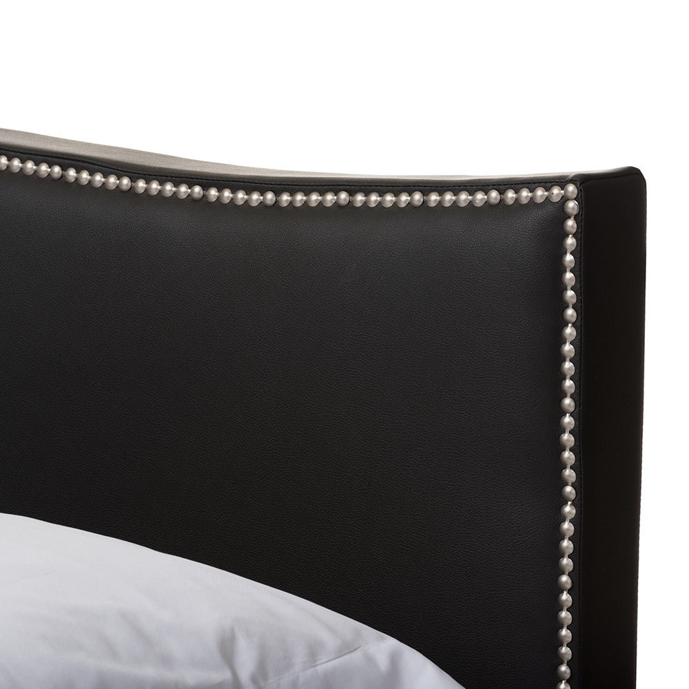 Baxton Studio Battersby Black Modern Bed with Upholstered