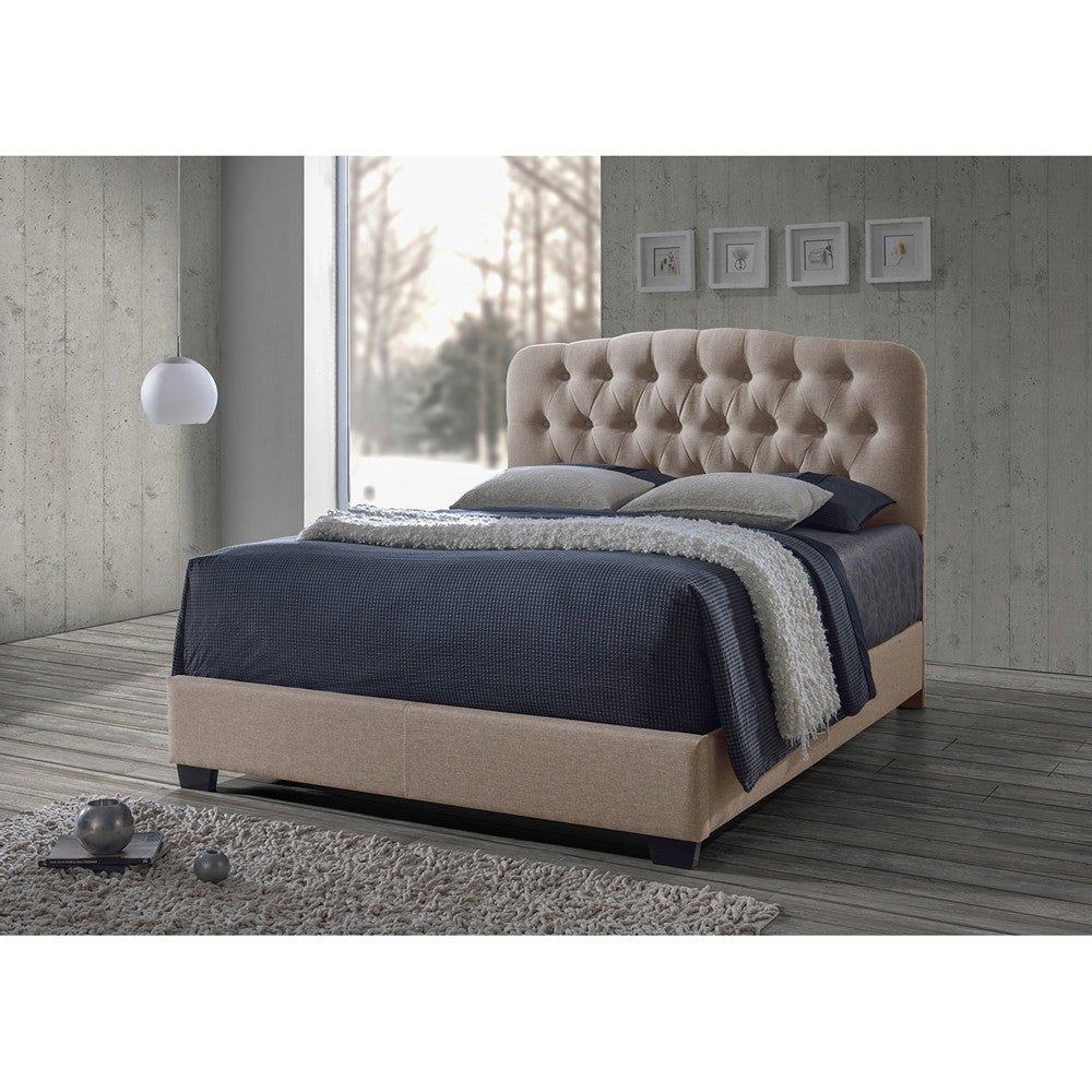 BAXTON STUDIO ROMEO CONTEMPORARY LIGHT BROWN BUTTON TUFTED