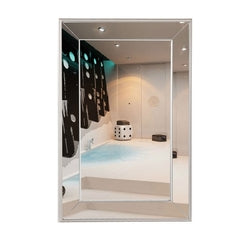 Large Flat Mounted Beveled Frame Framed Wall Mirror