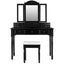 Vanity Tri-Folding Necklace Hooked Mirror Dressing Table Set with 7 Drawers