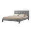 King size Modern Gray Linen Upholstered Platform Bed with Headboard