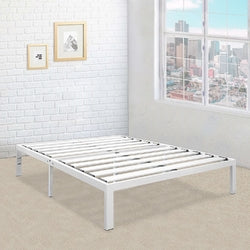 Full size Heavy Duty Metal Platform Bed Frame in White