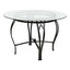 Modern 45-inch Round Glass Top Dining Table with Black Metal Frame