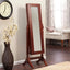 Full Length Tilting Cheval Mirror Jewelry Armoire in Cherry Wood Finish