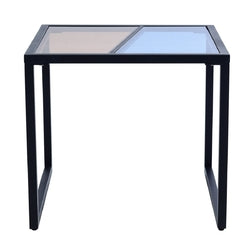 Modern Metal Frame End Table Nightstand Side Table with Tempered Glass Top