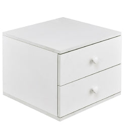 Modern White Wood 2-Drawer Accent End Table Nightstand