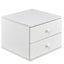 Modern White Wood 2-Drawer Accent End Table Nightstand