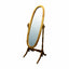 Classic Oval Cheval Floor Mirror with Natural Wood Finish Frame