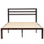 Queen Size Steel Platform Bed Frame with Headboard in Dark Brown Finish