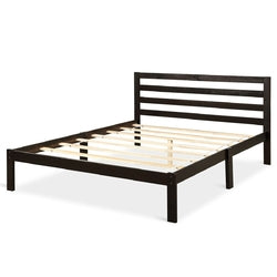 Queen size Wood Platform Bed Frame with Headboard in Espresso