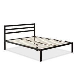 Queen Metal Platform Bed Frame with Headboard and Wood Slats