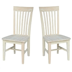 Set of 2 - Mission Style Unfinished Wood Dining Chair with High Back