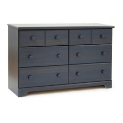 Dark Blueberry Wood Finish 6 Drawer Bedroom Dresser