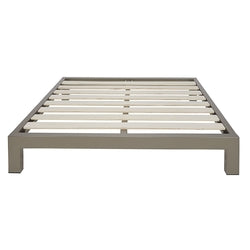 Queen size Champagne Metal Platform Bed Frame with Wood Slats