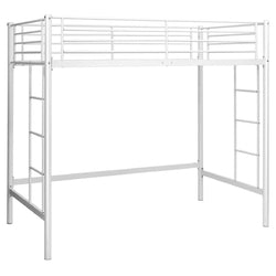 Twin size Modern Student Dorm Loft Bed Frame in White