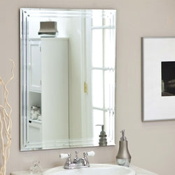 Rectangular 31.5-inch Bathroom Vanity Wall Mirror with Contemporary Triple-Bevel Design