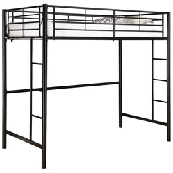 Tubular Steel Twin Size Loft Bunk Bed in Black